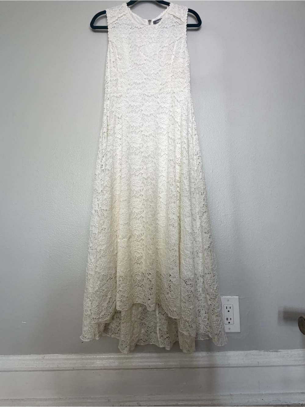 Newman Marcus Minimalist Flora Lace Sleeveless Dress Size M Bridal Cottagecore
